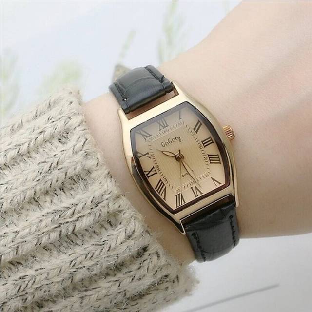 (Style1 Black) Retro Brown Women Watches Qualities Ladies Dress Wristwatches Vintage