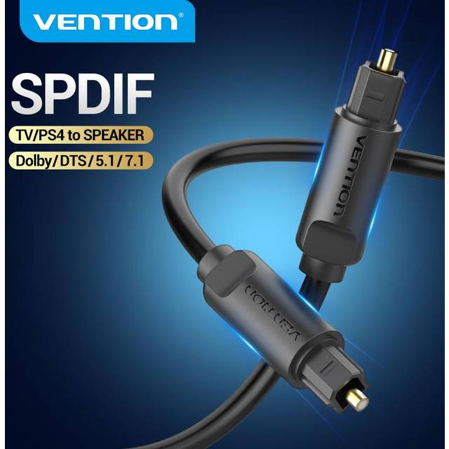 Vention digital optisk ljudkabel Fiberoptisk Toslink hane till hane sladd för Blu-ray DVD Xbox PS4 Digital SPDIF-kabel 1m svart