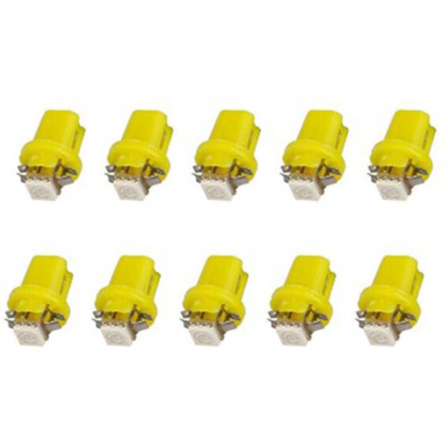 (Yellow) 10PCS LED Bulbs T5 B8.5D 5050 SMD DC 12V 6000K White LED Dashboard Dash