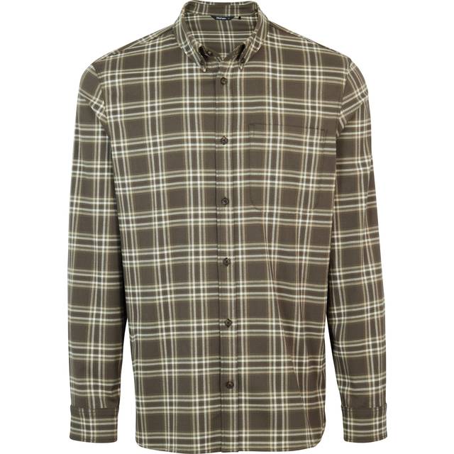 Men's Dover Long Sleeve Shirt - Dark Olive Brown Check - Extra Extra Large