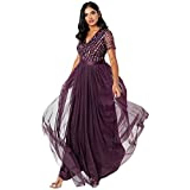 Maya Deluxe Stripe Embellished Sash Belt Maxi Dress