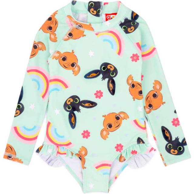 (4-5 Years, Green/Black/Brown) Bing Bunny Girls Sula Frill One Piece Swimsuit
