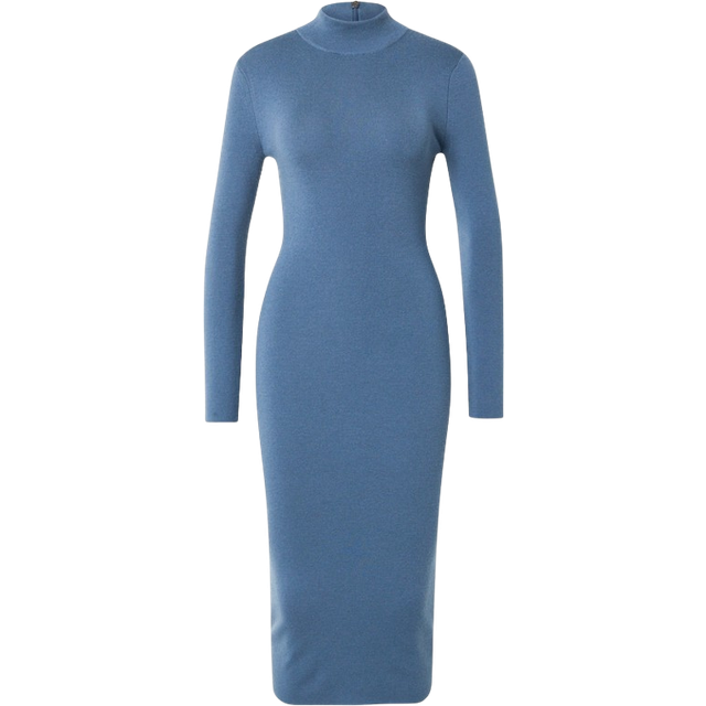 MK Stretch Wool Blend Mock Neck Dress - Blue - Michael Kors - XL