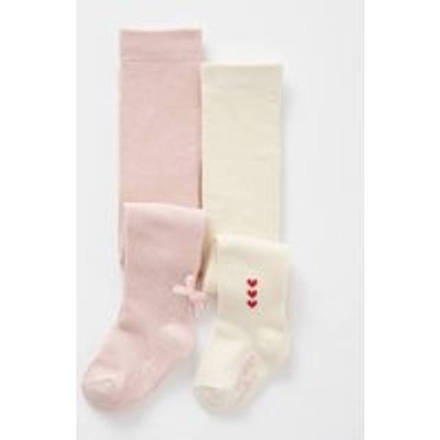 Pack of 2 Pairs of Tights with Fancy Details for Baby Girls rosy