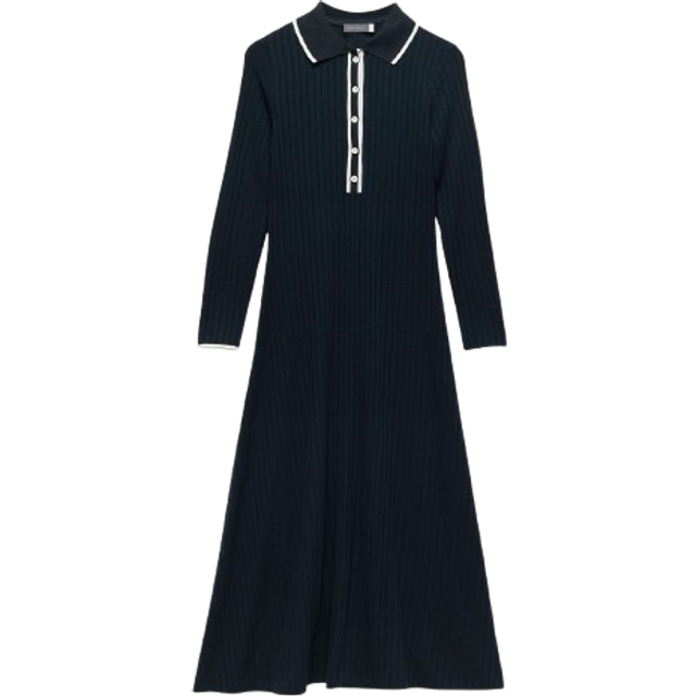 Mint Velvet Jersey Polo Midi Dress, Navy