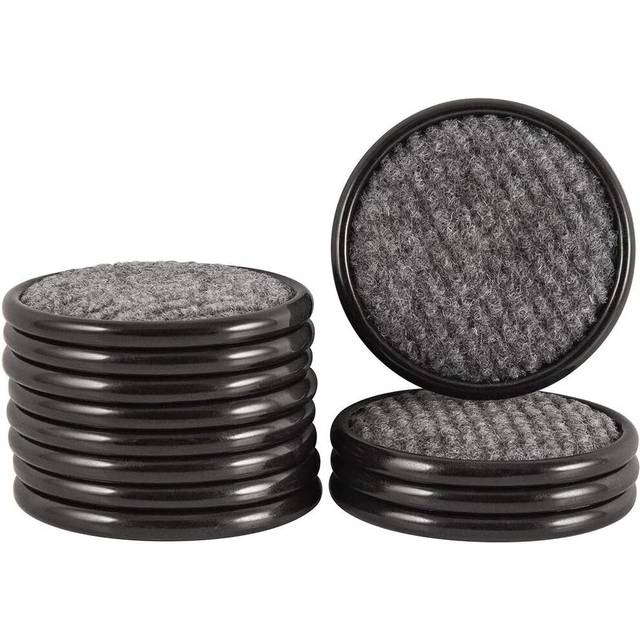 SoftTouch 1 5/8 Square Reusable Carpet Bottom Furniture Caster Cups to Protect Hardwood  Tile or Laminate Floors  Brown/Gray (12 Pack)