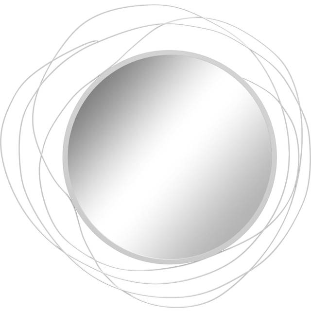 HOMCOM Metal Wall Art 65cm Round Mirror for Living Room Dining Room Silver | TJ Hughes