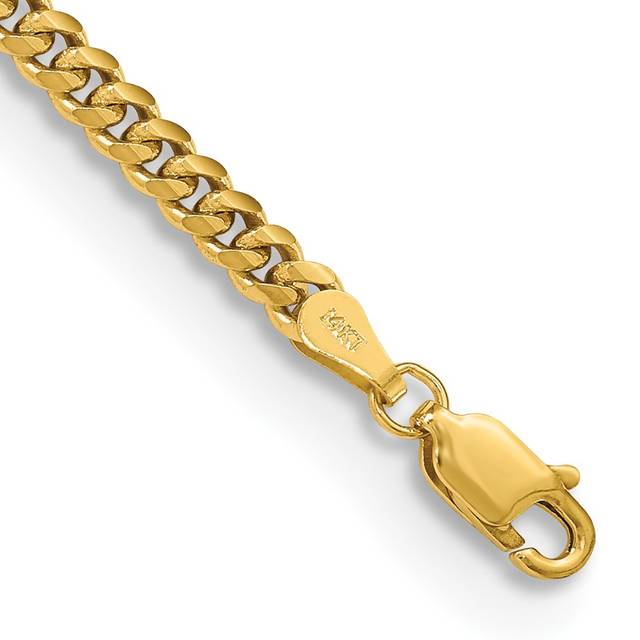 14K Yellow Gold 3.5 mm Solid Miami Cuban Chain 7 in. Bracelet