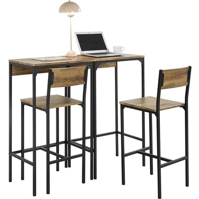 SoBuy OGT42-F, Home Kitchen Breakfast Bar Set Furniture Dining Set, Brown