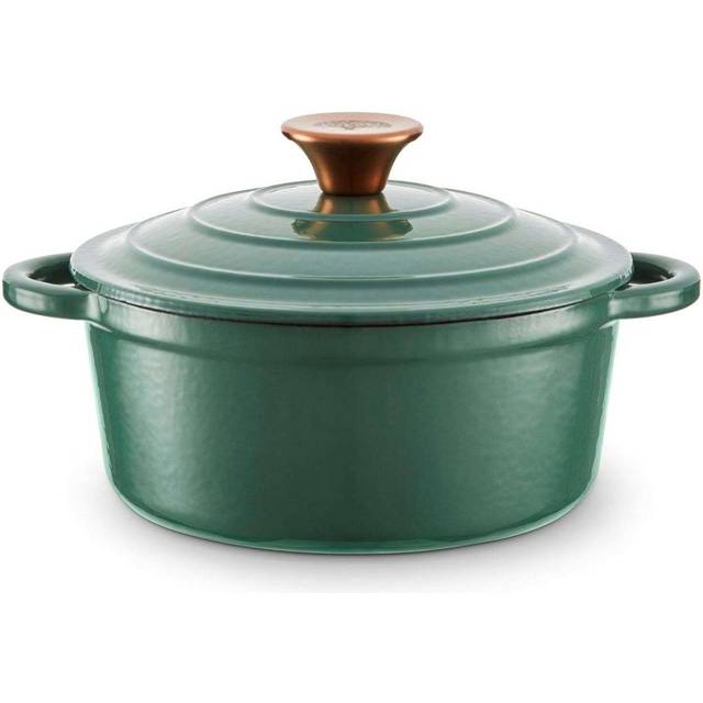 Tower Barbary & Oak Green 20cm Round Casserole Cast Iron Pan