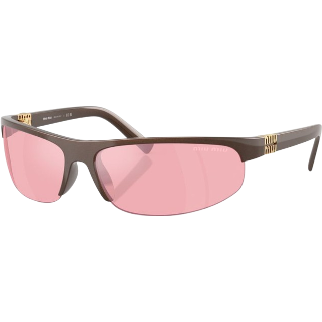 Miu Miu Woman MU A02S  14Y70J Sunglasses Injected Brown Pink Round Normal