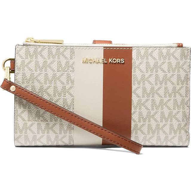 MK Jet Set Large Signature Logo Stripe Smartphone Wallet - Natural - Michael Kors - ONE SIZE