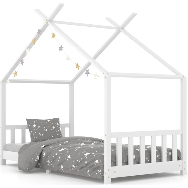vidaXL Kids Bed Frame White Solid Pine Wood 90x200 cm