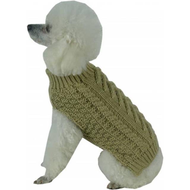 Swivel-Swirl Heavy Cable Knitted Fashion Designer Dog Sweater, Medium