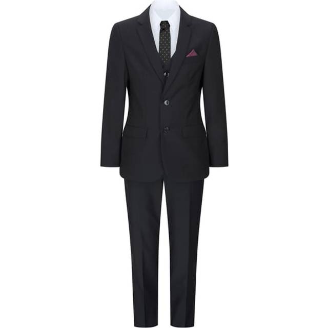 Paul Andrew Boys 3 Piece Plain Black Classic Retro Suit - Size 3Y