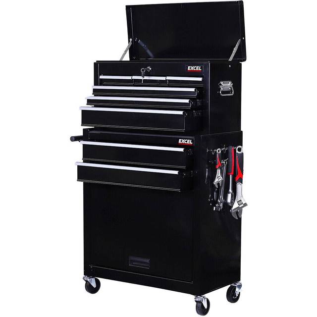 Heavy duty roller tool cabinet storage chest box garage workshop 8 drawers black