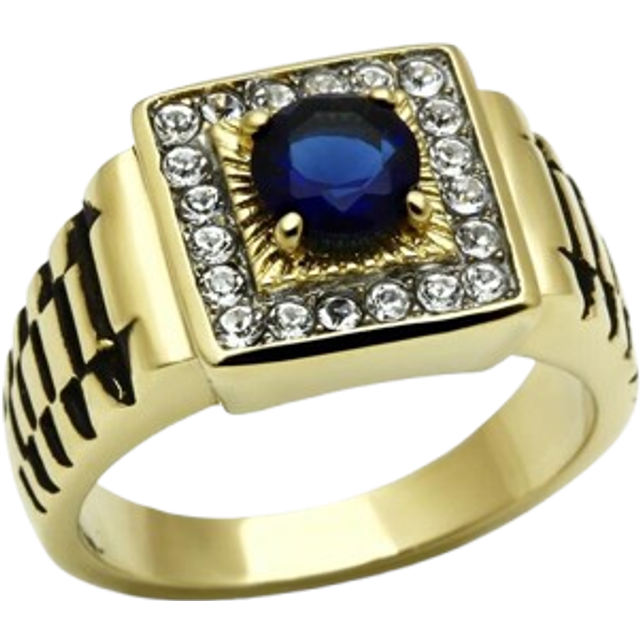 Alamode TK754-10 Men Two-Tone IP Gold Stainless Steel Ring with Synthetic in Montana - Size 10