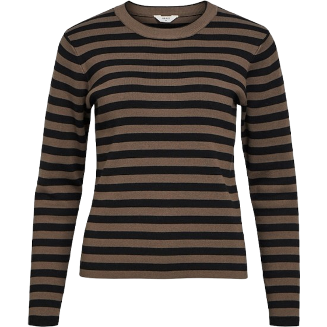 Objekt OBJESTER SLI L/S stickad tröja NOOS, Morel/ränder: svart, XS