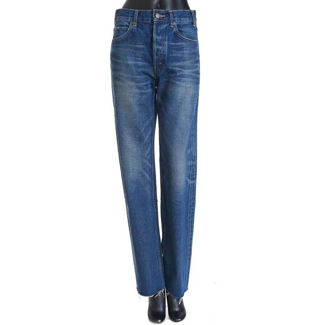 Celine 1150$ Polly Jeans - Dark Union Wash Denim, Raw Hems