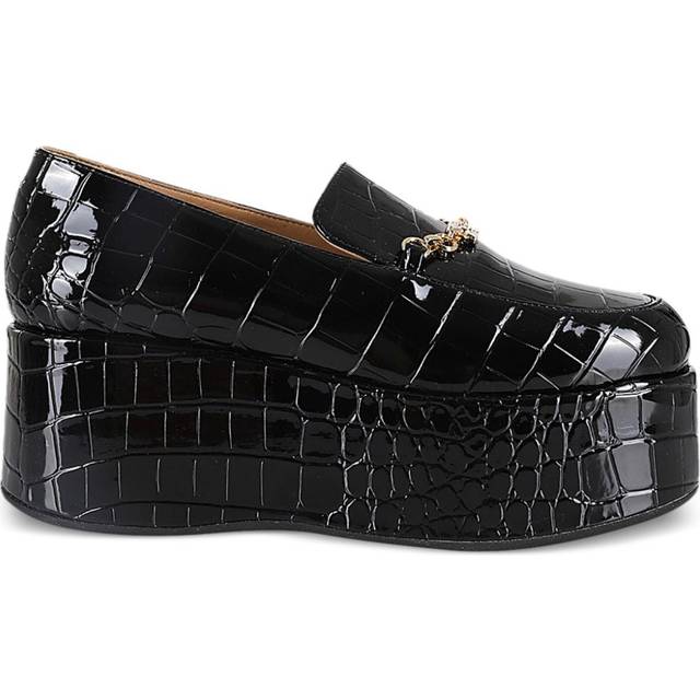 GANNI - crocodile-embossed leather loafers - women - Other fibres - 40 - Black