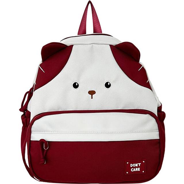 (Red, With Pendant) And Breathable Comfortable Color Block Bear Backpack Charming Design For School And Play