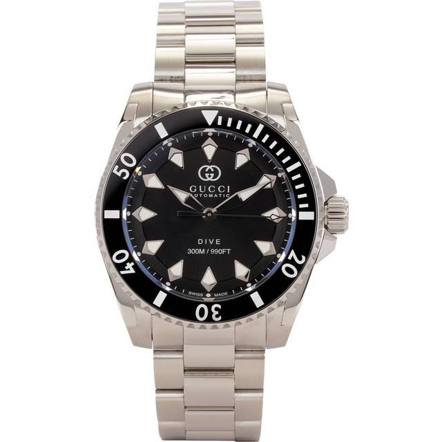 Gucci Dive 40mm Watch in Steel & Black - Metallic Silver. Size all. (all)