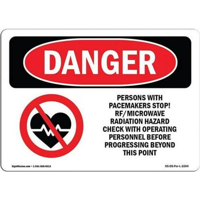 SignMission OS-DS-A-1014-L-1694 10 x 14 in. OSHA Danger Sign - Pacemakers Stop RF Microwave Radiation