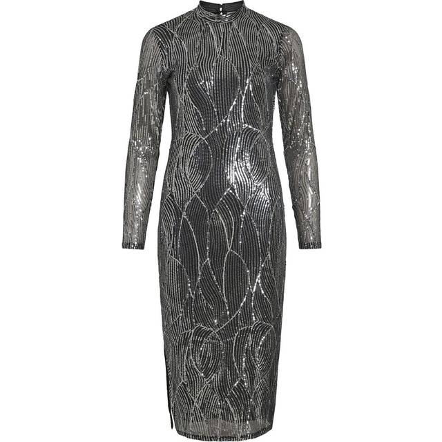 VILA Vigigi Highneck Sequin L/S MID Black Beauty Detail:sequin Sil XL