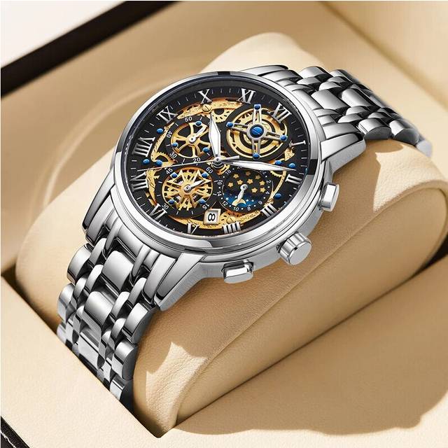 (silver gold) LIGE 2023 New Creative Steel Women's Watches Top Luxury Sport Quartz Chronograph