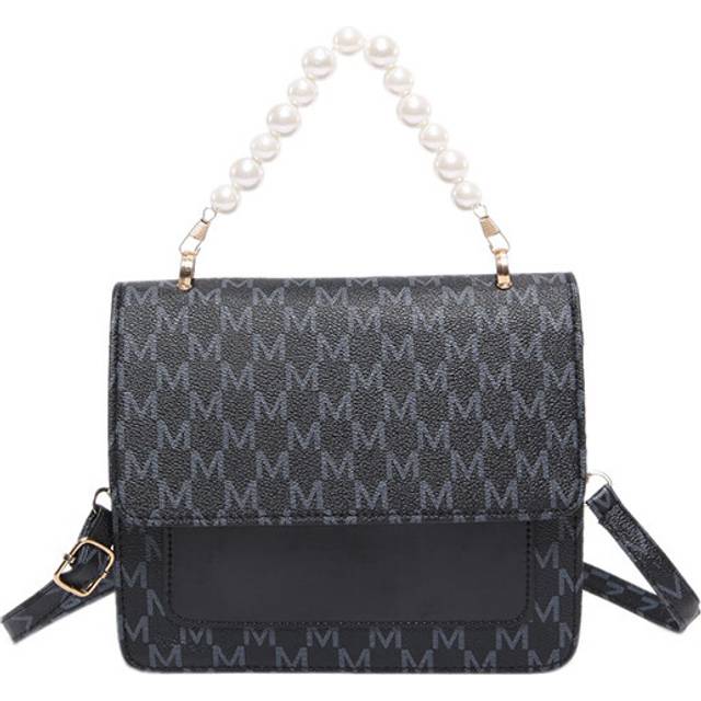 (Black) Pearl Stylish Pu Handbag For Women 2024 Chic Shoulder Bag In Black White Blue Brown