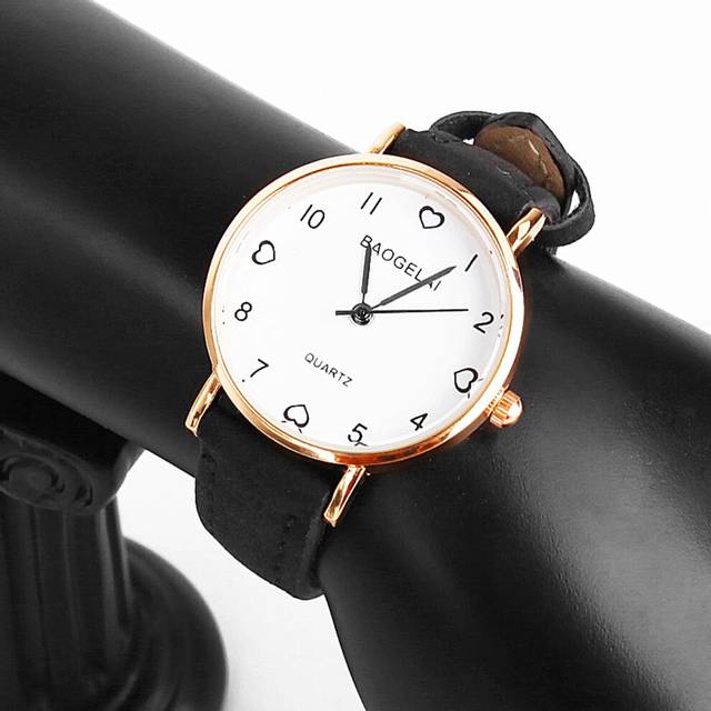 (Black) Women's Simple Vintage Watches for Women Dial Wristwatch Leather Strap