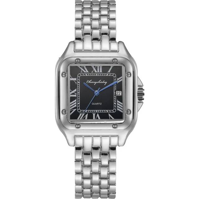 (Silver black Big) New Luxury Watch Ladies Men's Fashion Quartz Watch Ladies Dress New Watch