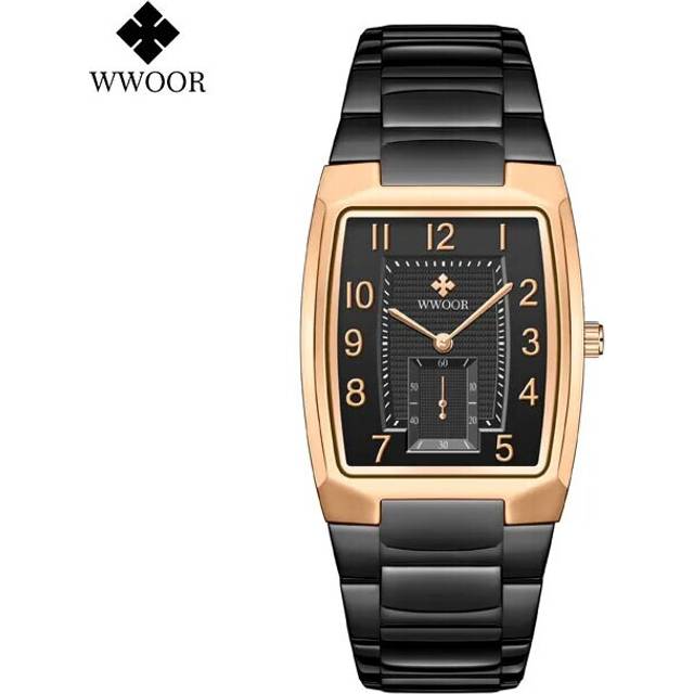 (Black Roae) Fashion Women Wrist Watches WWOOR New Top Brand Luxury Creative Steel