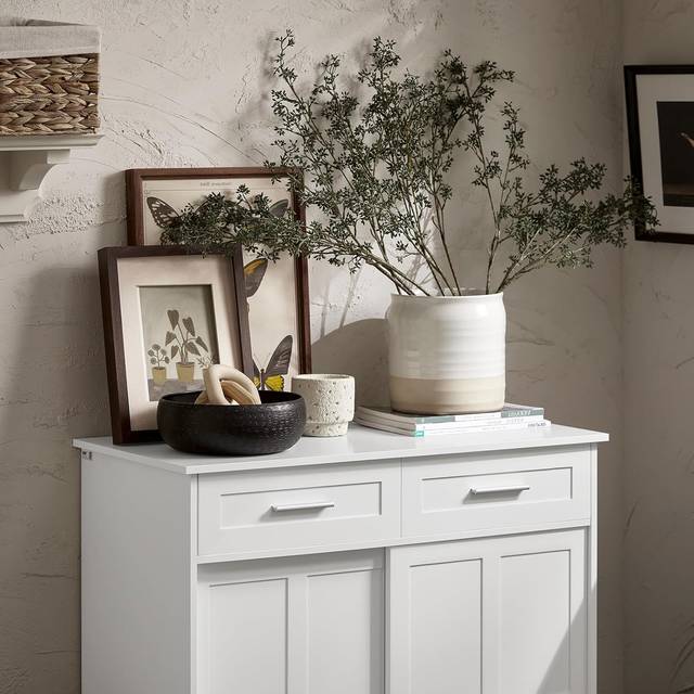Sideboard Storage Cabinet Cupboard Hallway Cabinet with Sliding Doors,FSB84-W - Sobuy