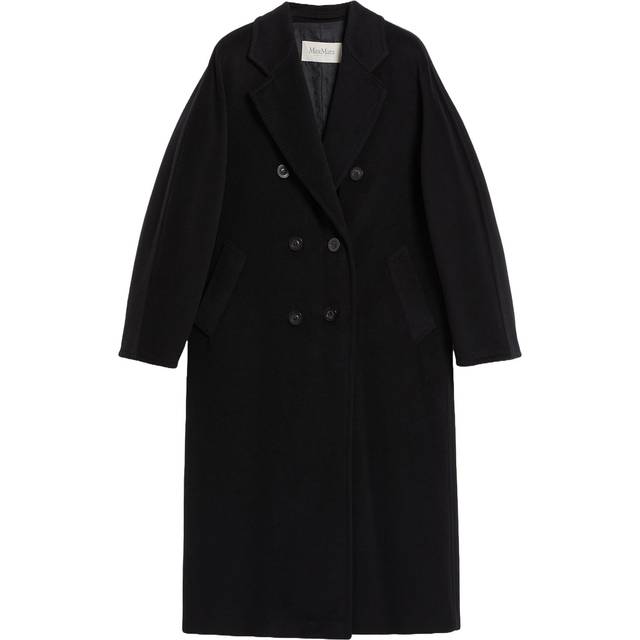Madame Double-Breasted Coat - Black - Add timeless elegance to your selection with the luxurious Madame Double-Breasted Coat from Max Mara. This iconic garment is a symbol of exquisite Italian style, while its length and kimono sleeves make it flattering on any figure. Ideal with an array of layering.