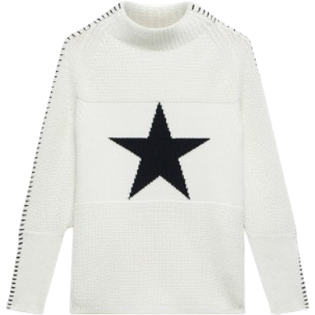 Star Contrast Stitch Sweater - WHITE - In 2009, Mint Velvet was founded over a cup of mint tea by the brand's three co-founders, Liz, Lisa and Jane. With the concept of relaxed glamour guiding its design aesthetic, you can expect to find stunning patterns, feminine yet comfortable silhouettes, and a host of wardrobe essentials that you are sure to reach for time after time.