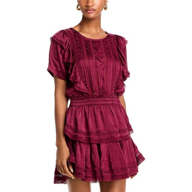 LoveShackFancy Natasha Dress in Oxblood - Red. Size M (also in XL). (M)