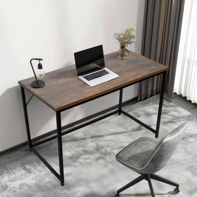 House Of Home Desk Computer Pc Laptop Home Office Work Desk, Study Brown Rustic Style 120Cm, Brown