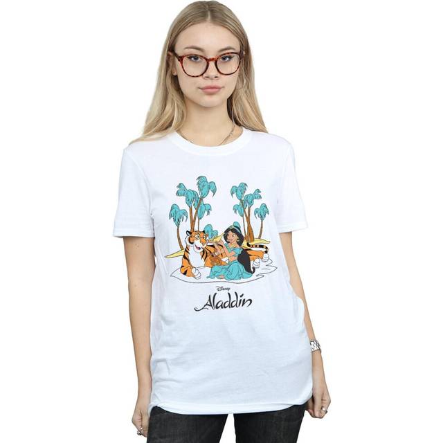 Aladdin Jasmine Abu Rajah Beach Cotton Boyfriend T-Shirt - White - XL