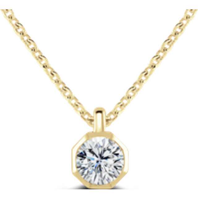 9ct Yellow Gold 0.30ct Diamond Solitaire Octagonal Necklace