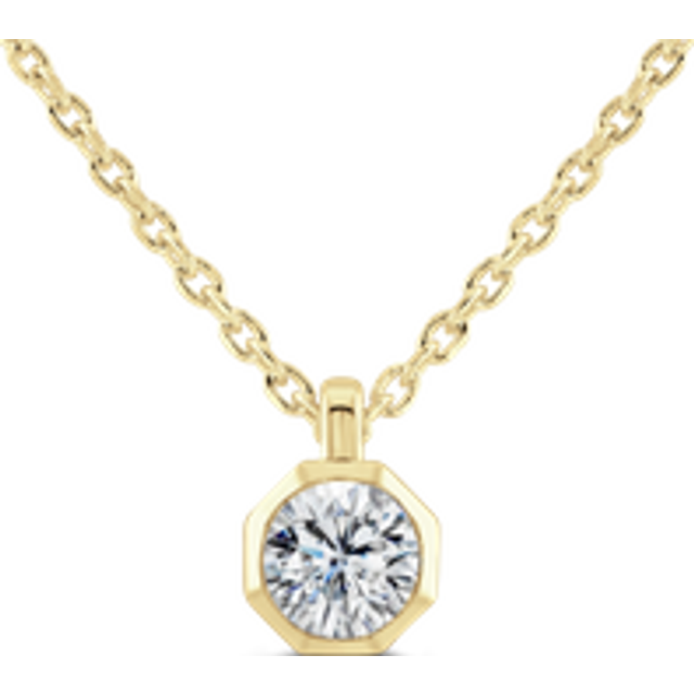 9ct Yellow Gold 0.25ct Diamond Solitaire Octagonal Necklace
