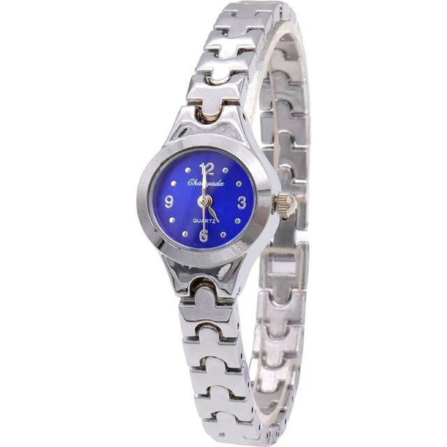 (O137SilverBlue) Cute Women Watch Mujer Golden Small Dial Quartz Watch Popular Wristwatch