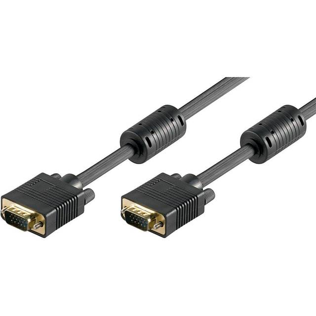 Goobay 93370 VGA till VGA-kabel 5 m/bildskärmskabel/Full HD SVGA skärmkabel/VGA-kontakt 15-polig förgylld/2 x ferritkärnor monitor kabel/blå / 5 meter