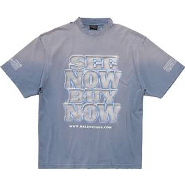 Balenciaga SNBN T-Shirt Large Fit - Blue - Unisex - - Cotton