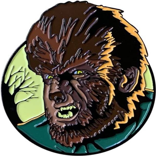 Trick or Treat Studios MASFCE100 1.75 in. The Wolf Man Wolf Man Character Face Full-Color Enamel Pin