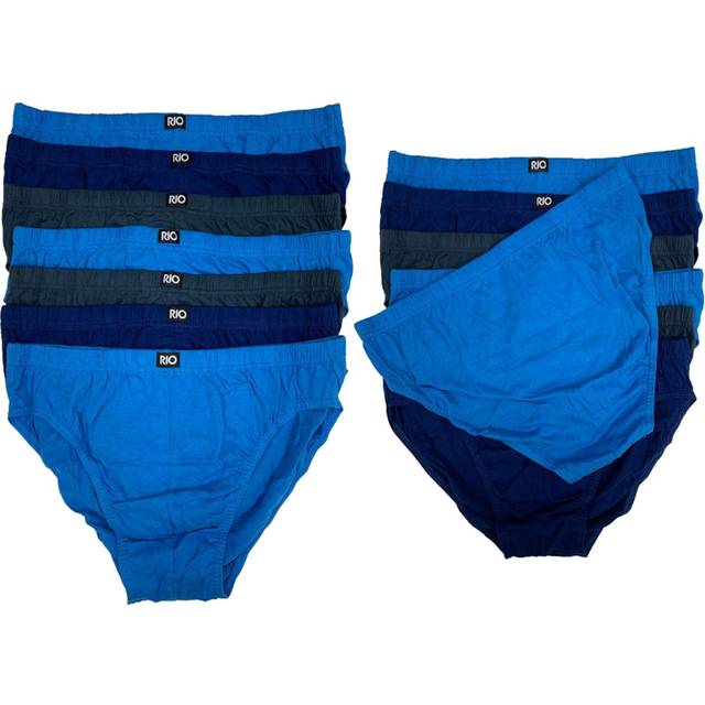 (S) Rio 14 Pack Mens Cotton Plain Hipster Briefs Undies Underwear Blue Grey Bulk MXL47W