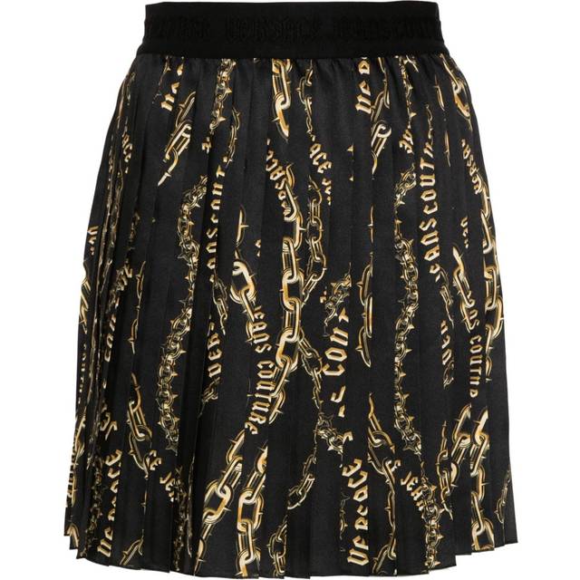 Versace Jeans Couture - Chain Couture-print pleated skirt - women - Polyester - 44 - Black