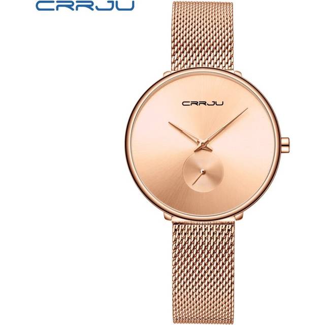 (rose gold) CRRJU Stylish Women Watches Ladies Creative Steel Women&#39;s Ultra Thin Watches - Gold