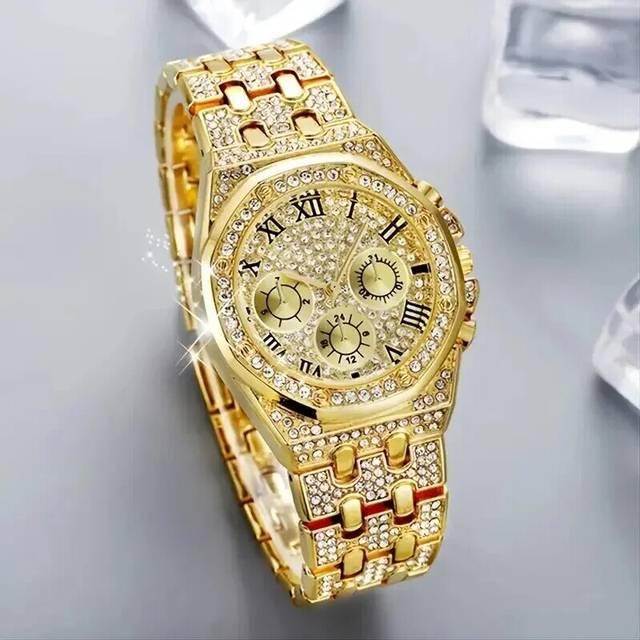 (Gold) Diamond Women Watches Gold Watch Ladies Wrist Watches Luxury Brand Rhinestone