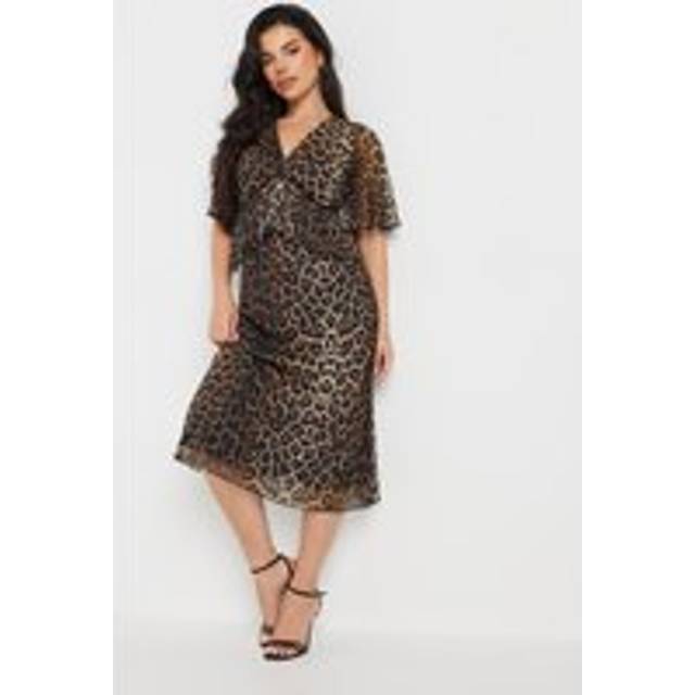 Pixiegirl Petite Brown Leopard Print Smock Midi Dress 6 Pixiegirl | Petite Women's Midi Dresses